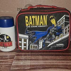 Vintage 1991 "Batman the Dark Knight" Soft Vinyl Lunch Box & Thermos
